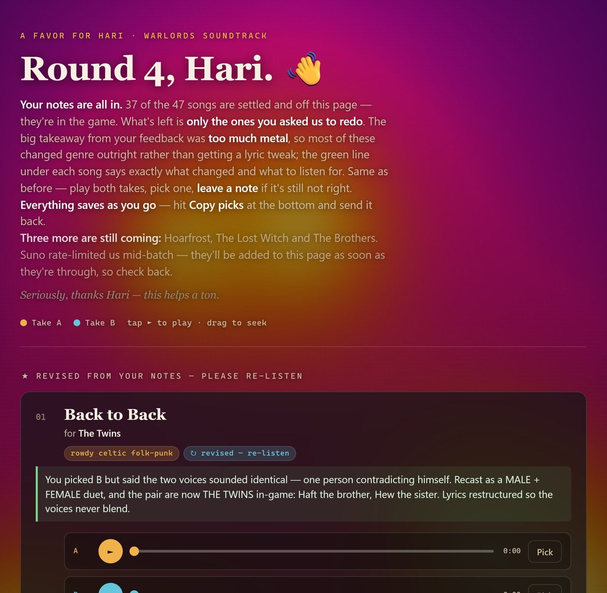 one of Hari's pick-the-take rounds