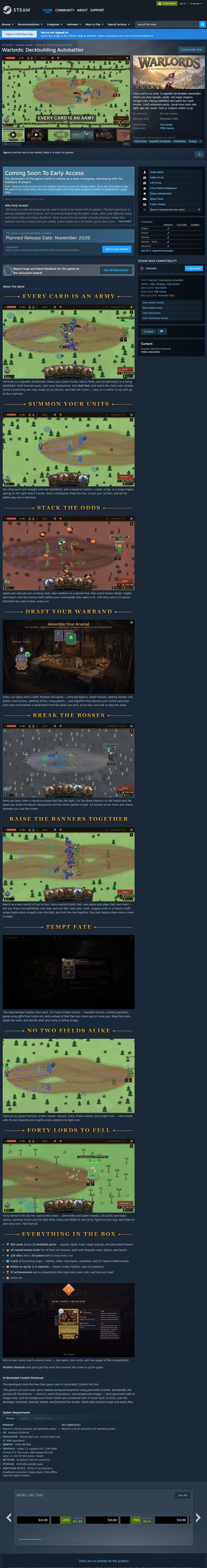 the live Steam store page